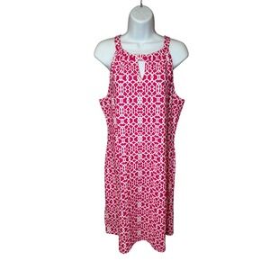 Jude Connally Lisa Shift Dress Pink White Geometric High Neck Size Large